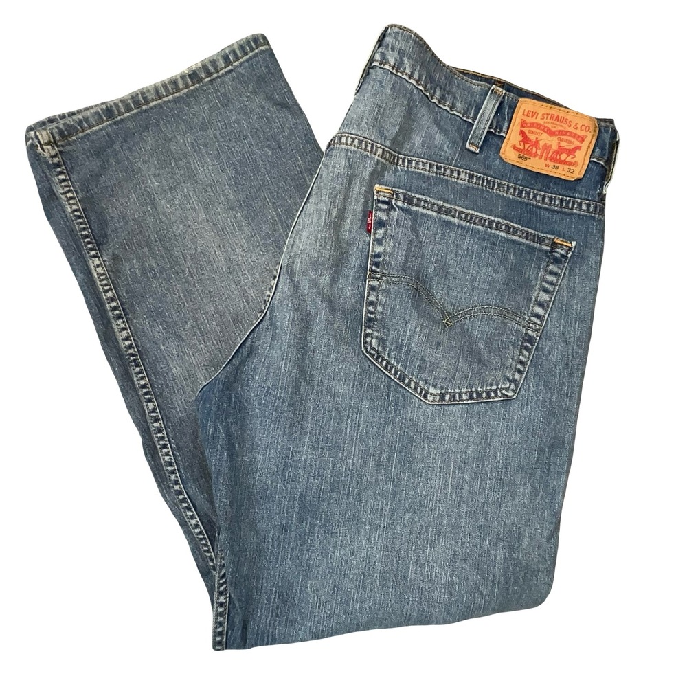 Levi's Women 569 Loose Straight Jeans Blue Medium Wash Denim Casual 38x32